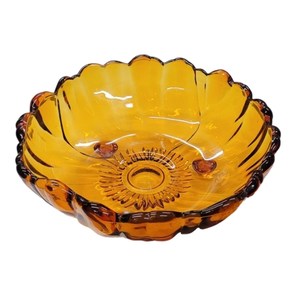 Vintage 'Petals' Amber Glass Bowl by Colony Glass c1960's - Picture 2 of 8